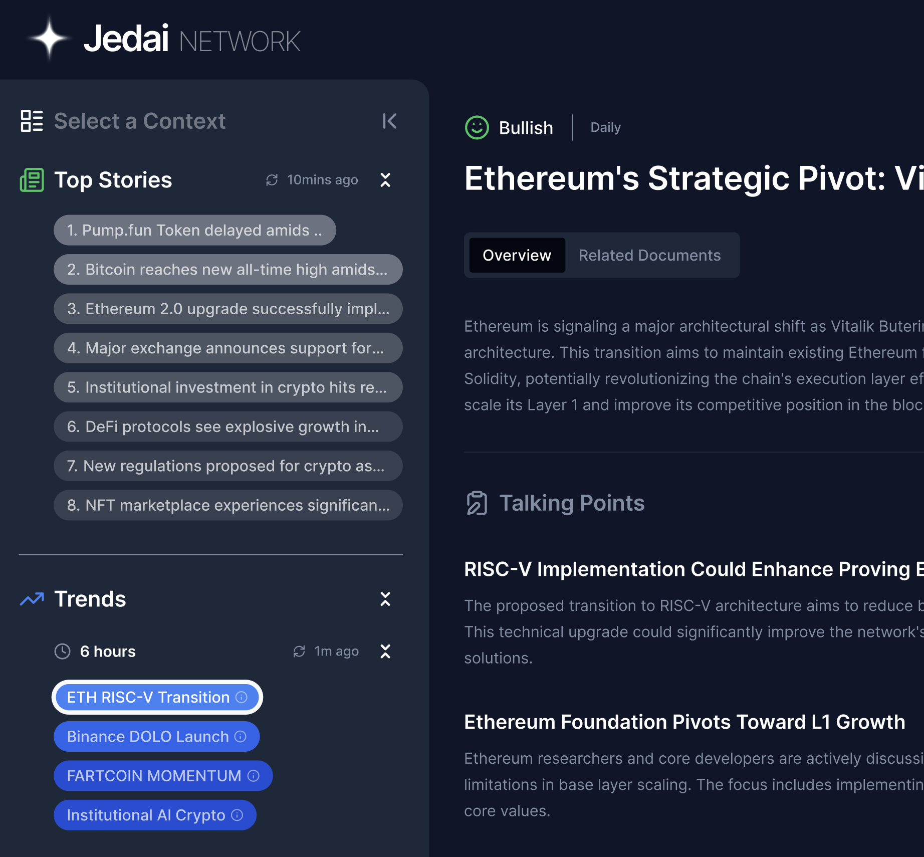 Jedai Network Top Stories Dashboard